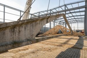 RAK-BUD surenkamieji stogo sijų iš įtempto betono gamybos aikštelėje
